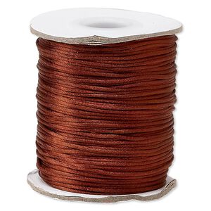 Cord, Satinique™, satin, copper, 1mm mini. Sold per 200-foot spool.