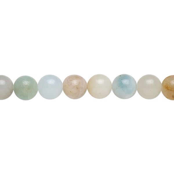 Bead, flower amazonite (natural), 6mm round, B grade, Mohs hardness 6 to 6-1/2. Sold per 15-1/2" to 16" strand. image number 0