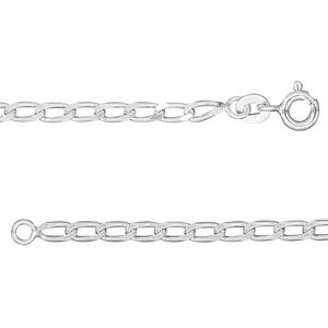 Chain 1pkg1 sterling silver curb, 3mm long / mixed clasp, 24 inch