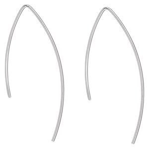 Ear wire 1pkg2 sterling silver, 40mm open marquise, 20 gauge 1 pair