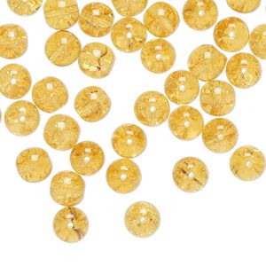 Bead, Czech crackle glass druk 1pkg60, honey, 6mm round.