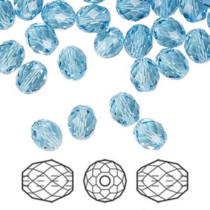 Bead 288pk aquamarine, Swarovski® 7x6mm olive briolette 5044