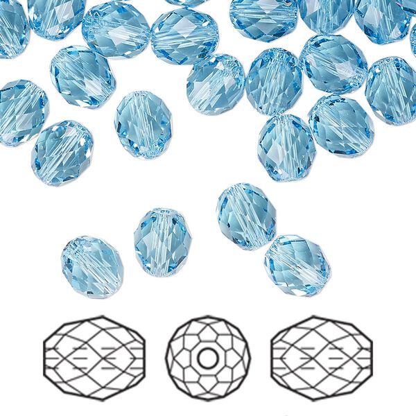 Bead 288pk aquamarine, Swarovski® 7x6mm olive briolette 5044 image number 0
