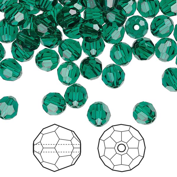 Bead 360pk emerald, Swarovski® 6mm round 5000 image number 0