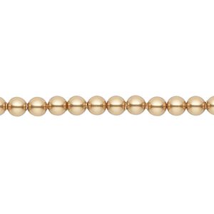Pearl 500pk bright gold, Swarovski® 4mm round 5810
