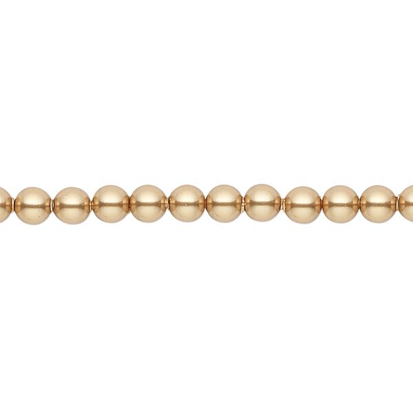 Pearl 500pk bright gold, Swarovski® 4mm round 5810 image number 0