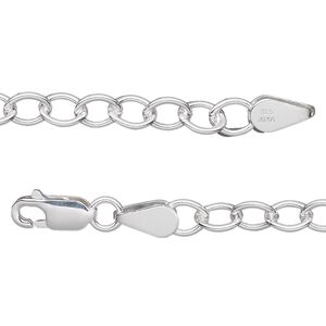 Bracelet, sterling silver, 5mm cable, 7 inches with lobster claw clasp. Sold individually.