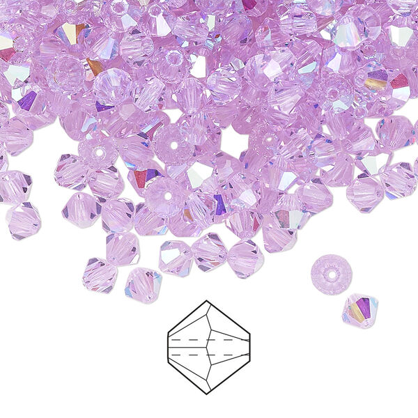 Bead 720pk violet AB, Preciosa Czech crystal 4mm bicone image number 0