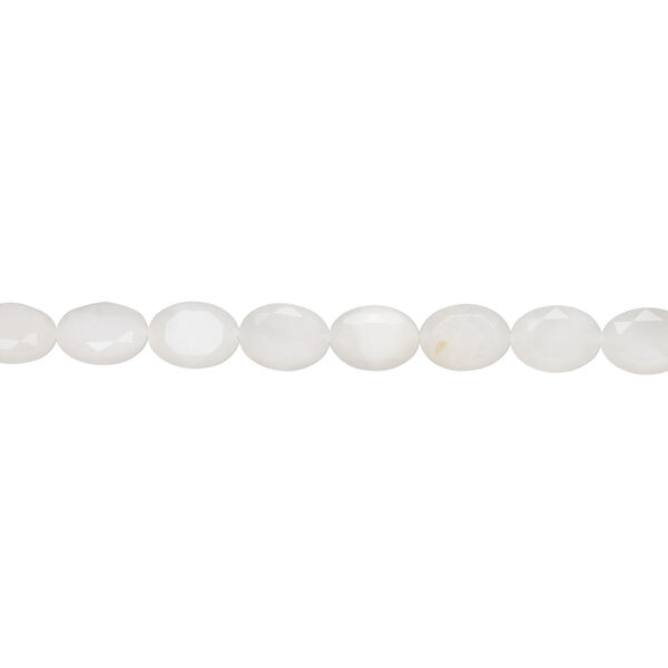 Malaysia "jade" 1pkg1, faceted puffed oval bead white natural, 15 inch 25x18mm image number 1