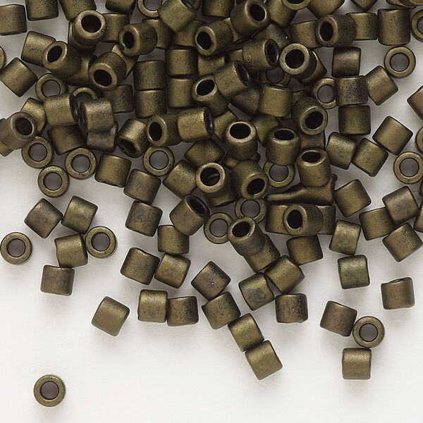 Seed bead, Delica®, glass, pkg/50g, #8 round, opaque matte metallic dark olive (DBL-0311). image number 0