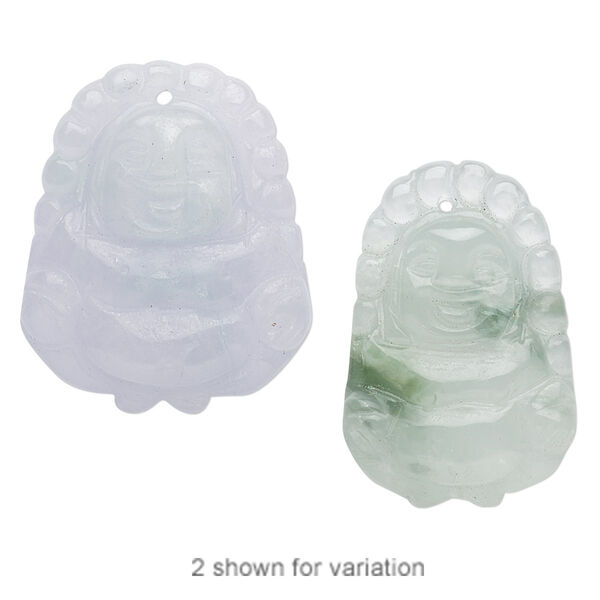 Jadeite 1pkg1, hand-cut top-drilled Buddha focal natural C grade, 29x19mm-35x26mm image number 0