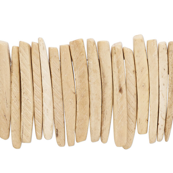 Bead, coconut palm wood (waxed), light, 25x4mm hand-cut top-drilled stick. Sold per 15-1/2" to 16" strand. image number 0