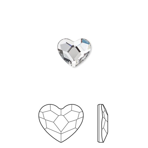 Flat back 2pk crystal foil back, Crystal Passions® hotfix rhinestone 10x8.5mm heart 2808HF image number 0