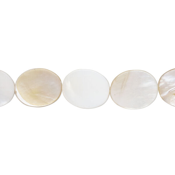 Mother-of-pearl shell 1pkg1, flat oval bead 15 inch 12x10mm image number 0