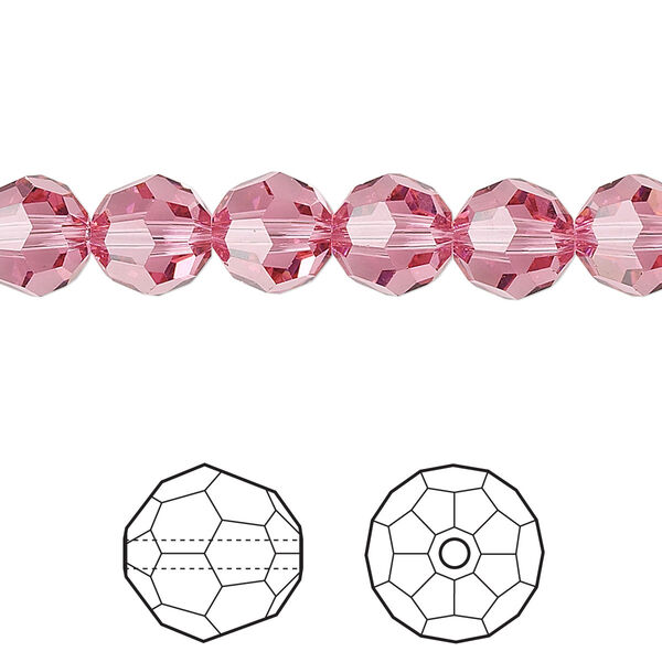 Bead 12pk rose, Crystal Passions® 8mm round 5000 image number 0