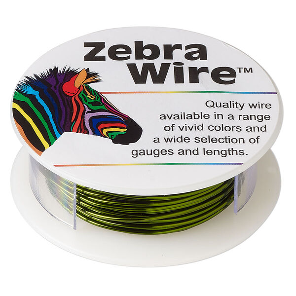 Wire, Zebra Wire™, color-coated copper, olive green, round, 20 gauge. Sold per 15-yard spool. image number 0