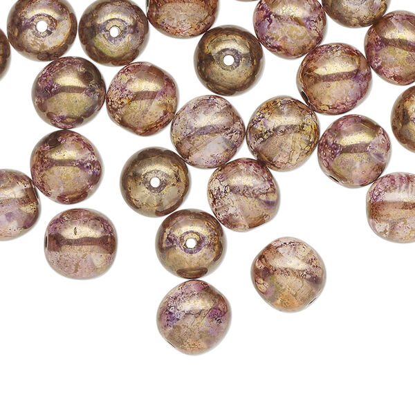 Czech glass 1pkg50, round druk bead copper luster 8mm image number 0