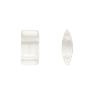 Bead, Preciosa, Czech glass, transparent clear, 17x9mm double-drilled puffed rectangle with 0.8mm holes, fits up to 7.5mm bead. Sold per pkg of 20.