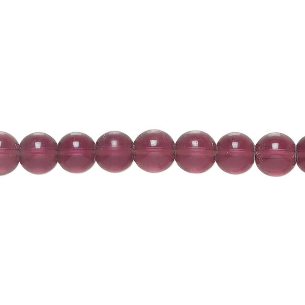 Bead glass 1pk translucent purple, 5-6mm round 11 inch image number 0
