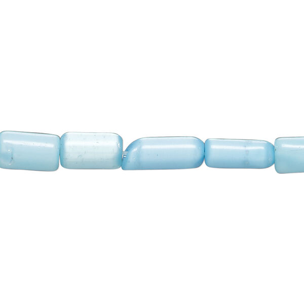 Bead, cat's eye glass (fiber optic glass), sky blue, 8x4mm-9x5mm round tube. Sold per 14-inch strand, approximately 45 beads. image number 0