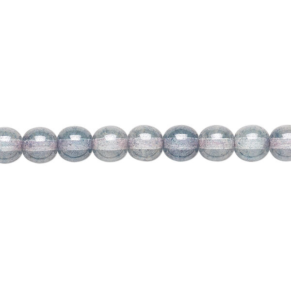 Bead, Czech glass druk, translucent blue luster, 6mm round. Sold per 15-1/2" to 16" strand. image number 0