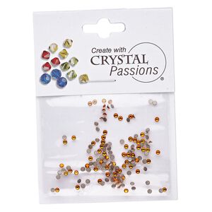 Flat back 144pk tangerine foil back, Crystal Passions® 1.7-1.9mm rose round SS5 2058