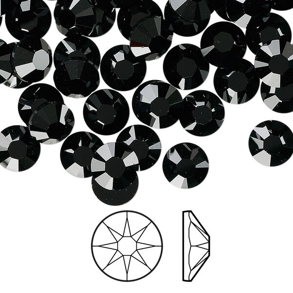 Flat back 144pk jet foil back, Crystal Passions® 7.07-7.27mm rose round SS34 2088 image number 0