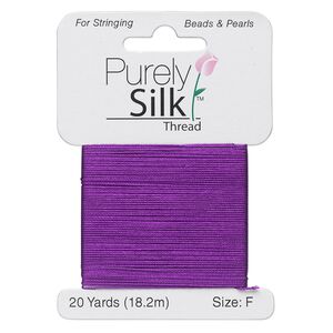Thread, Purely Silk™, 3-ply, plum, size F. Sold per 20-yard card.