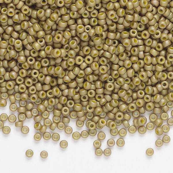Seed bead, Miyuki, 1pkg25g, glass, #11 rocaille, opaque matte rainbow light olive (RR-2033) image number 0