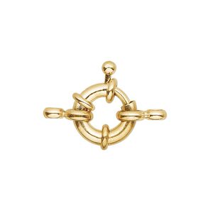 Springring 1pkg10, 13mm, gold-finished brass clasp 1-strand