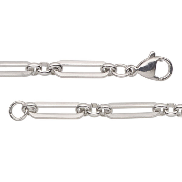 Chain, stainless steel, 4.5mm paperclip, 24 inches with lobster claw clasp. Sold individually. image number 0