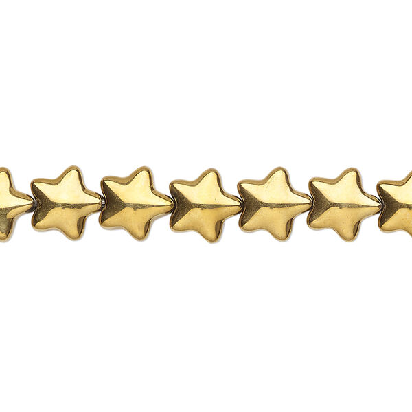 Bead, pressed glass, opaque light bronze, 8mm star. Sold per 15-1/2" to 16" strand. image number 0