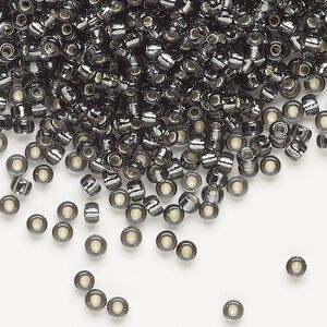 Seed bead, Miyuki, glass, pkg/250g, #8 rocaille, transparent silver-lined light grey, (RR-21).