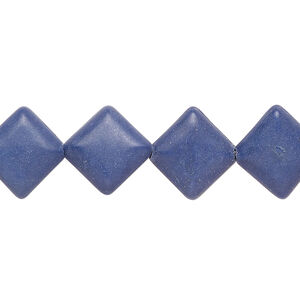 Bead, "howlite" (resin) (imitation) 1pkg1, dark blue, 14x12mm-14x13mm puffed diamond, 15 inches.