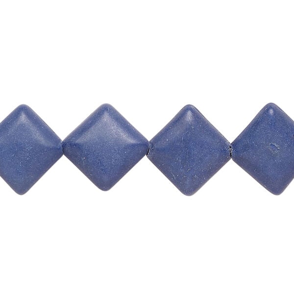 Bead, "howlite" (resin) (imitation) 1pkg1, dark blue, 14x12mm-14x13mm puffed diamond, 15 inches. image number 0