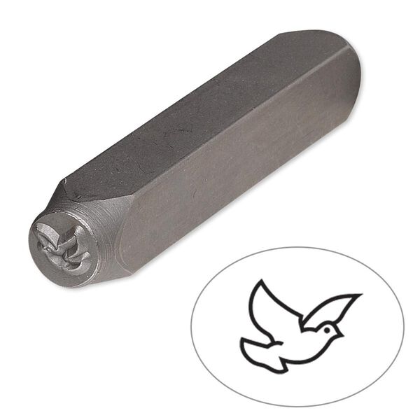 Stamp punch, tempered chrome vanadium steel, 6x5mm dove, 2-3/4 x 3/8 inches. Sold individually. image number 0