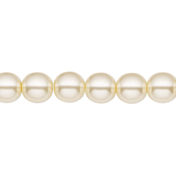 Bead, Czech pearl-coated glass druk, opaque cream, 8mm round. Sold per 15-1/2" to 16" strand. image number 0