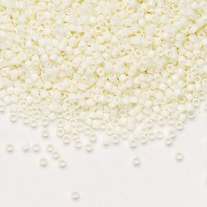 Seed bead, Miyuki Delica®, glass, pkg/250g, #11 round, opaque matte glazed luster light alabaster.