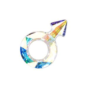 Fancy stone 1pk crystal AB foil back, Crystal Passions® 30x19mm male symbol 4878