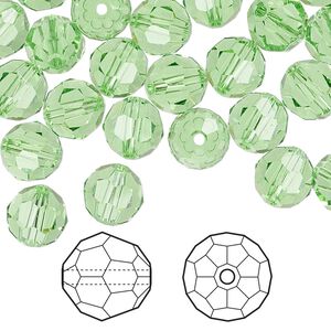 Bead 144pk peridot, Crystal Passions® 8mm round 5000