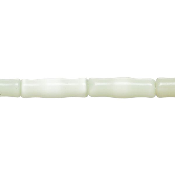 Bead, cat's eye glass (fiber optic glass), sea green, 17x5mm-17x7mm vase. Sold per 14-inch strand, approximately 20 beads. image number 0