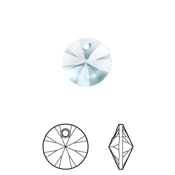 Drop 12pk aquamarine, Crystal Passions® 12mm pendant mini disk 6428 image number 0