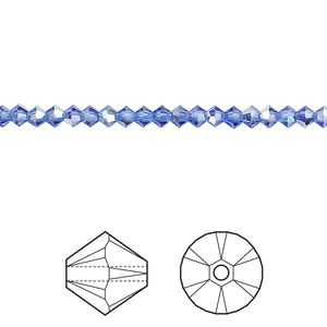Bead 1440pk sapphire AB, Swarovski® 3mm XILION bicone 5328