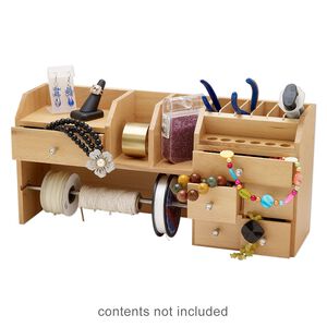 Organizer, beechwood / nickel finish brass, 18 x 5-1/2 x 8-1/4 inches with 11-1/2 x1/4 inch stainless steel rod. Sold individually.