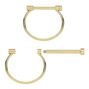 Bracelet, bangle, gold-finished stainless steel, 4mm wide with 57x9mm threaded removable bar, 8 inches. Sold individually.