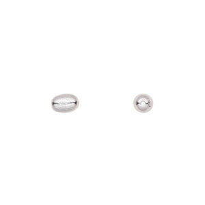 Bead 1pkg2 sterling silver, 6x4mm oval / dimpled texture
