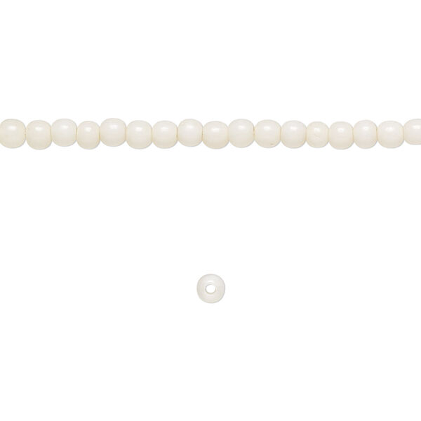 Bead, bone (bleached), white, 3mm round, Mohs hardness 2-1/2. Sold per 15-1/2" to 16" strand. image number 0