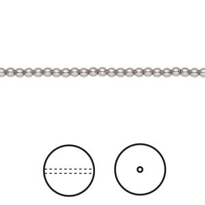 Pearl 100pk grey, Crystal Passions® 2mm round 5810