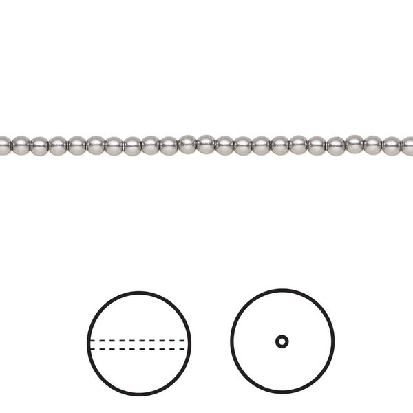 Pearl 100pk grey, Crystal Passions® 2mm round 5810 image number 0