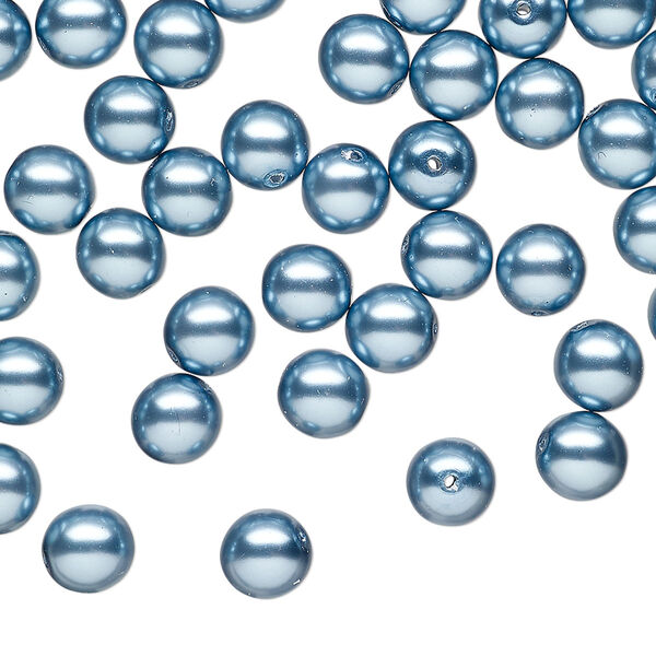 Bead druk Czech pearl-coated glass 60pk 6mm round, opaque sky blue image number 0